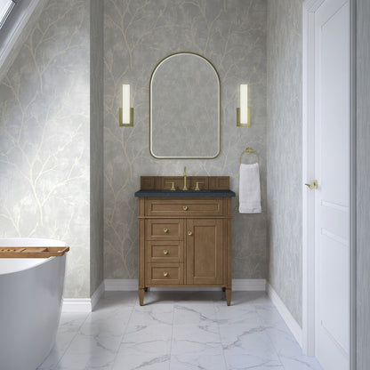 James Martin - Brittany 30" Single Vanity, Pecan w/ 3 CM Charcoal Soapstone Silestone Top - 655-V30-PCN-3CSP view 3