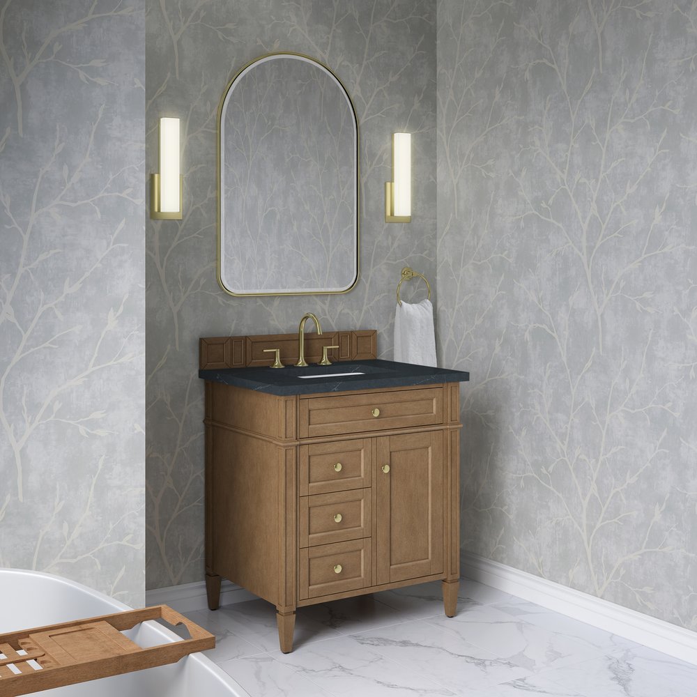 James Martin - Brittany 30" Single Vanity, Pecan w/ 3 CM Charcoal Soapstone Silestone Top - 655-V30-PCN-3CSP view 4
