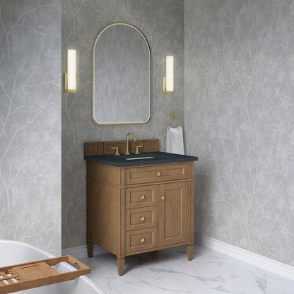 James Martin - Brittany 30" Single Vanity, Pecan w/ 3 CM Charcoal Soapstone Silestone Top - 655-V30-PCN-3CSP view 4