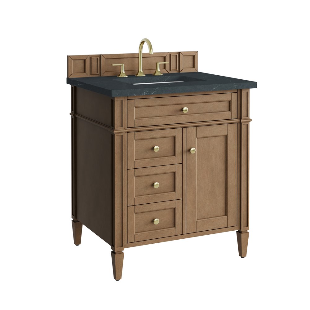 James Martin - Brittany 30" Single Vanity, Pecan w/ 3 CM Charcoal Soapstone Silestone Top - 655-V30-PCN-3CSP view 11