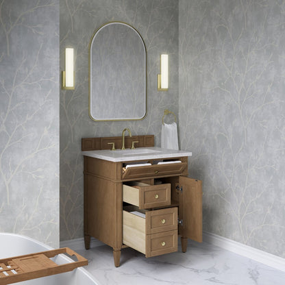 James Martin - Brittany 30" Single Vanity, Pecan w/ 3 CM Eternal Jasmine Pearl Silestone Top - 655-V30-PCN-3EJP view 5