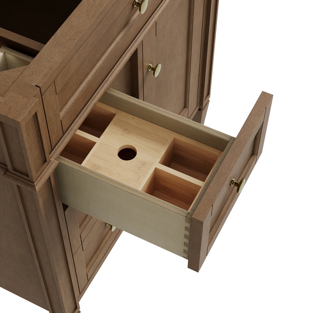 James Martin - Brittany 30" Single Vanity, Pecan w/ 3 CM Eternal Jasmine Pearl Silestone Top - 655-V30-PCN-3EJP view 14