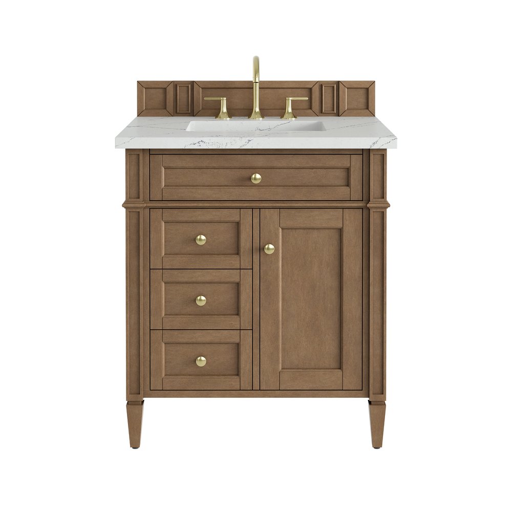 James Martin - Brittany 30" Single Vanity, Pecan w/ 3 CM Ethereal Noctis Silestone Top - 655-V30-PCN-3ENC view 1