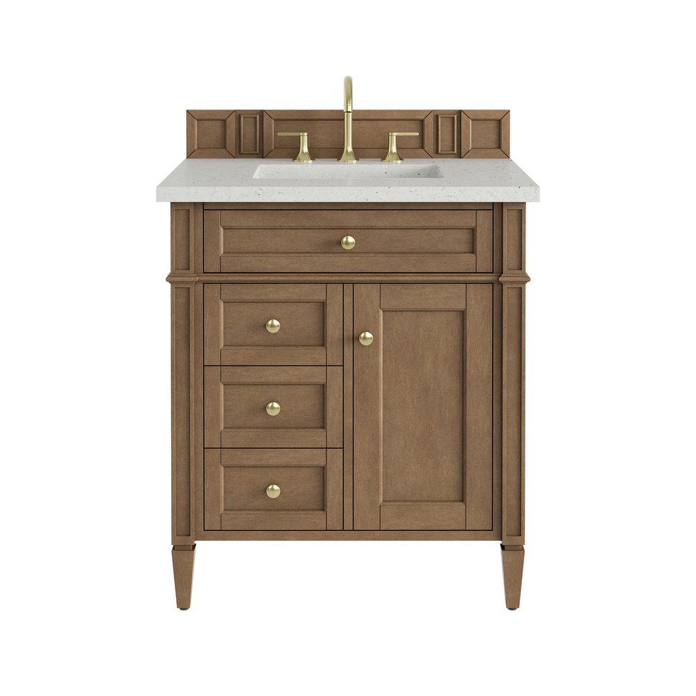 James Martin - Brittany 30" Single Vanity, Pecan w/ 3 CM Lime Delight Silestone Top - 655-V30-PCN-3LDL view 1