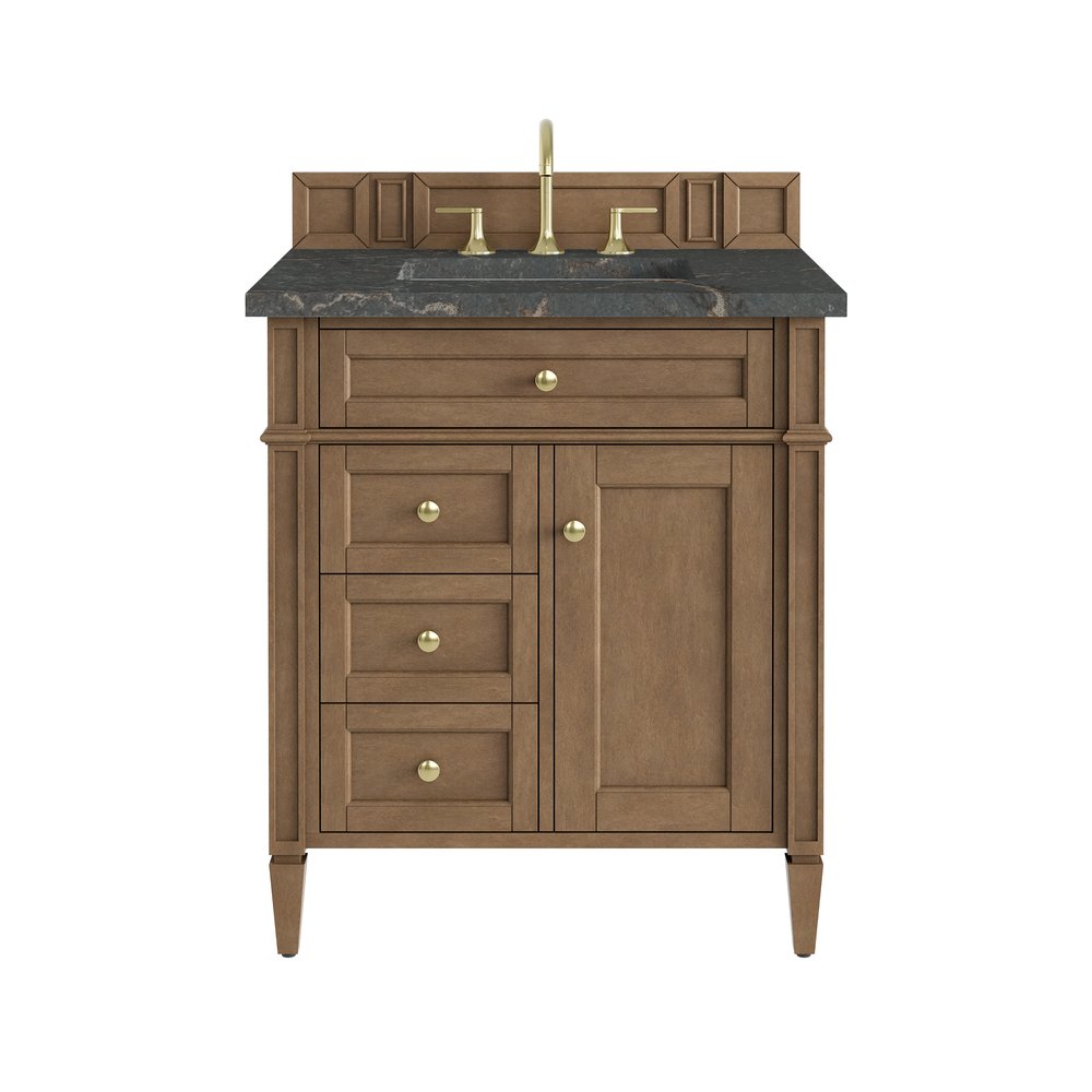 James Martin - Brittany 30" Single Vanity, Pecan w/ 3 CM Parisien Bleu Silestone Top - 655-V30-PCN-3PBL view 1