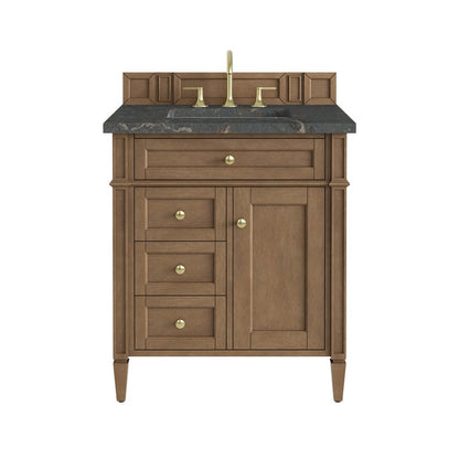 James Martin - Brittany 30" Single Vanity, Pecan w/ 3 CM Parisien Bleu Silestone Top - 655-V30-PCN-3PBL view 1