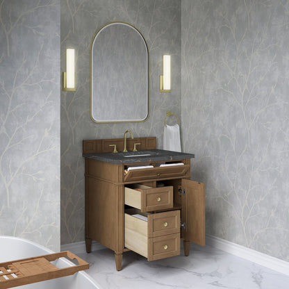 James Martin - Brittany 30" Single Vanity, Pecan w/ 3 CM Parisien Bleu Silestone Top - 655-V30-PCN-3PBL view 5