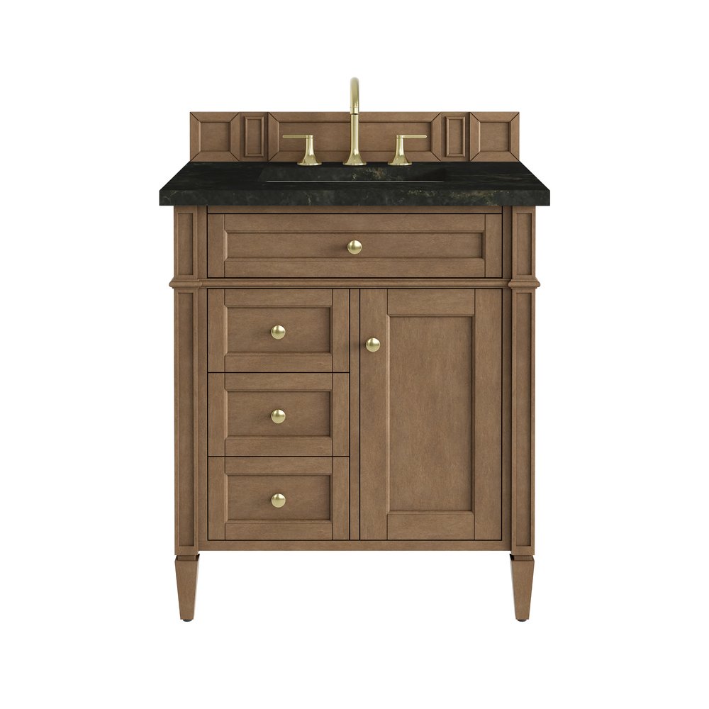 James Martin - Brittany 30" Single Vanity, Pecan w/ 3 CM Phantome Eclos Top - 655-V30-PCN-3PHT view 1