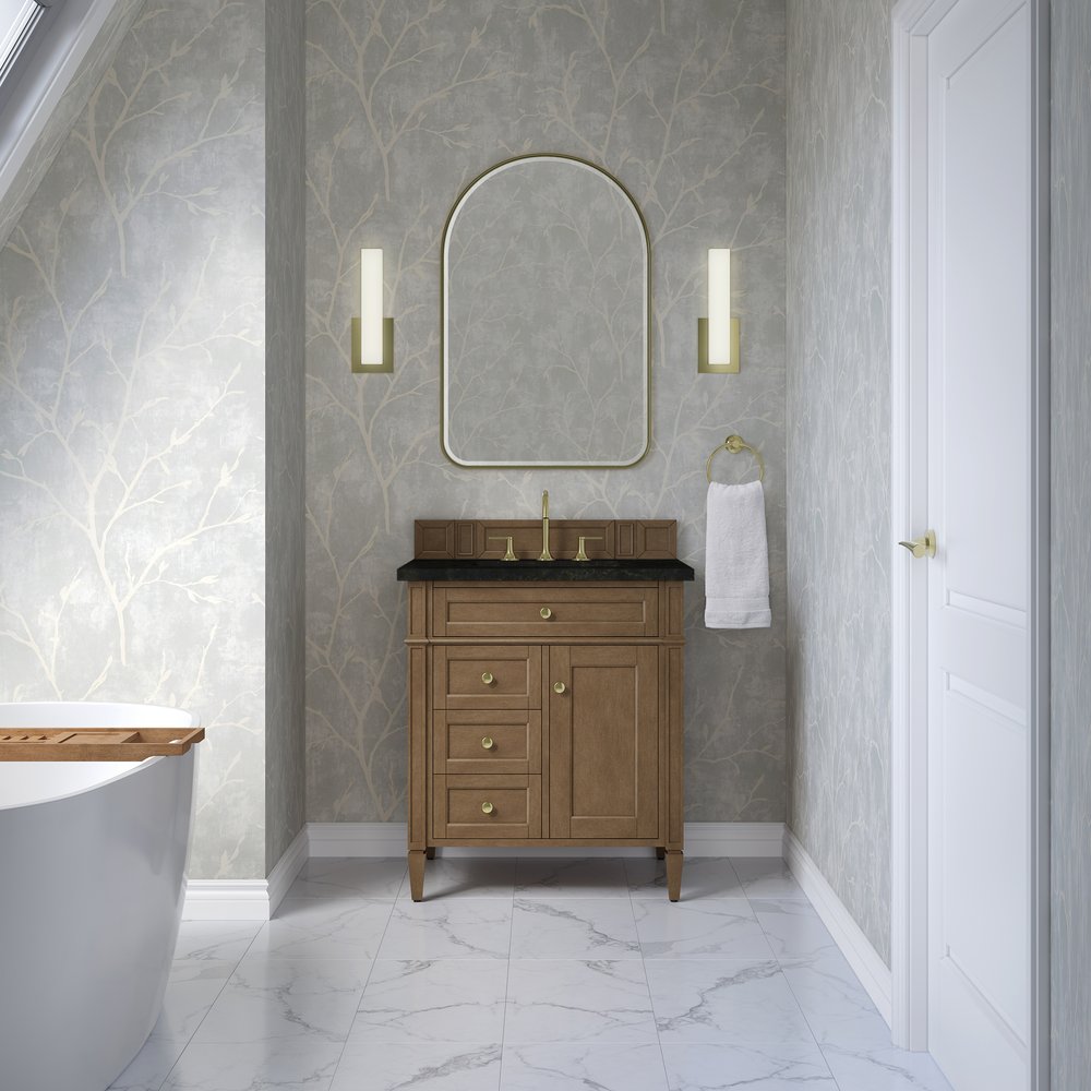 James Martin - Brittany 30" Single Vanity, Pecan w/ 3 CM Phantome Eclos Top - 655-V30-PCN-3PHT view 3