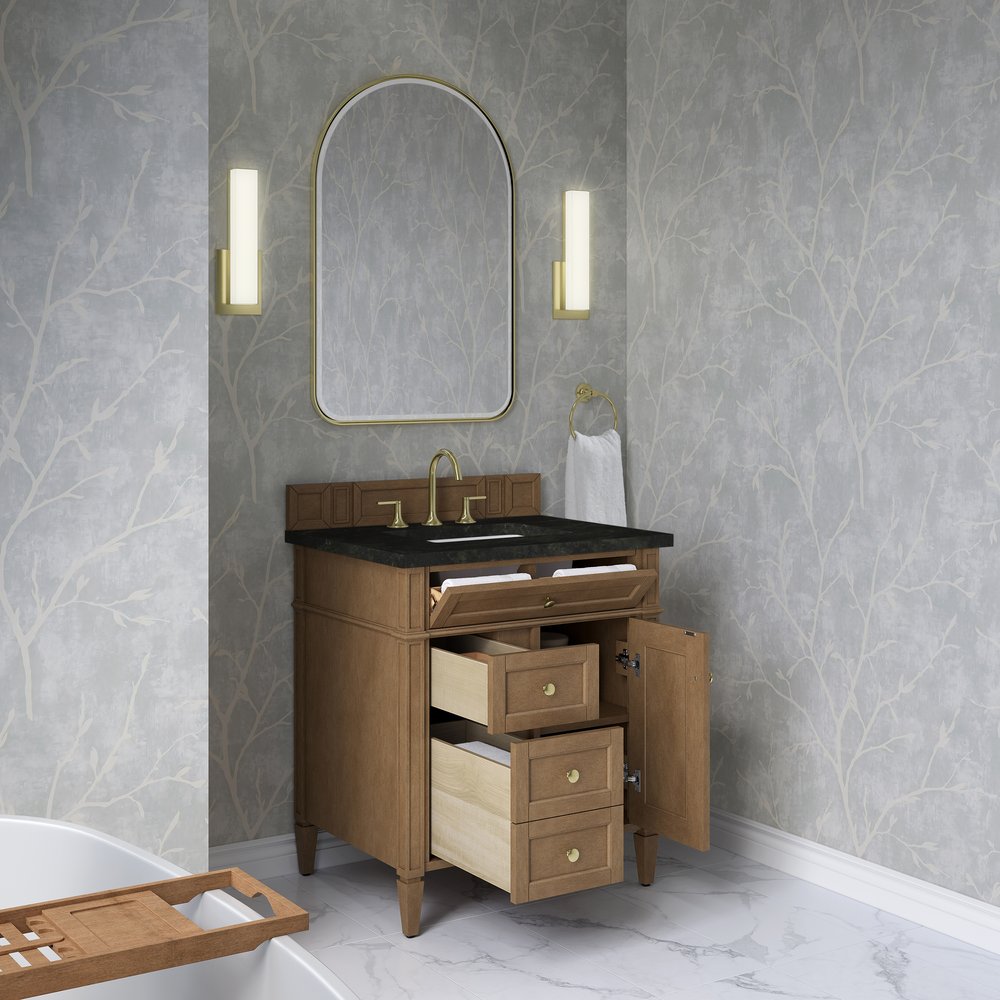 James Martin - Brittany 30" Single Vanity, Pecan w/ 3 CM Phantome Eclos Top - 655-V30-PCN-3PHT view 5