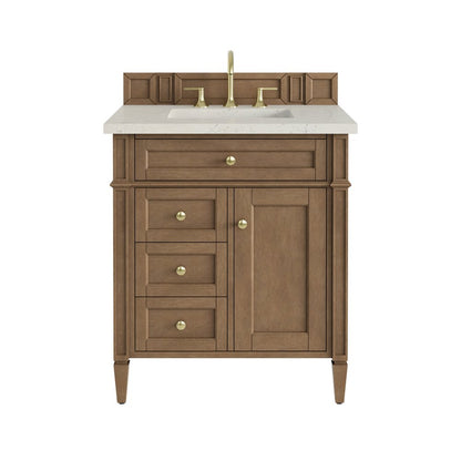 James Martin - Brittany 30" Single Vanity, Pecan w/ 3 CM Siberian Silestone Top - 655-V30-PCN-3SFR view 1