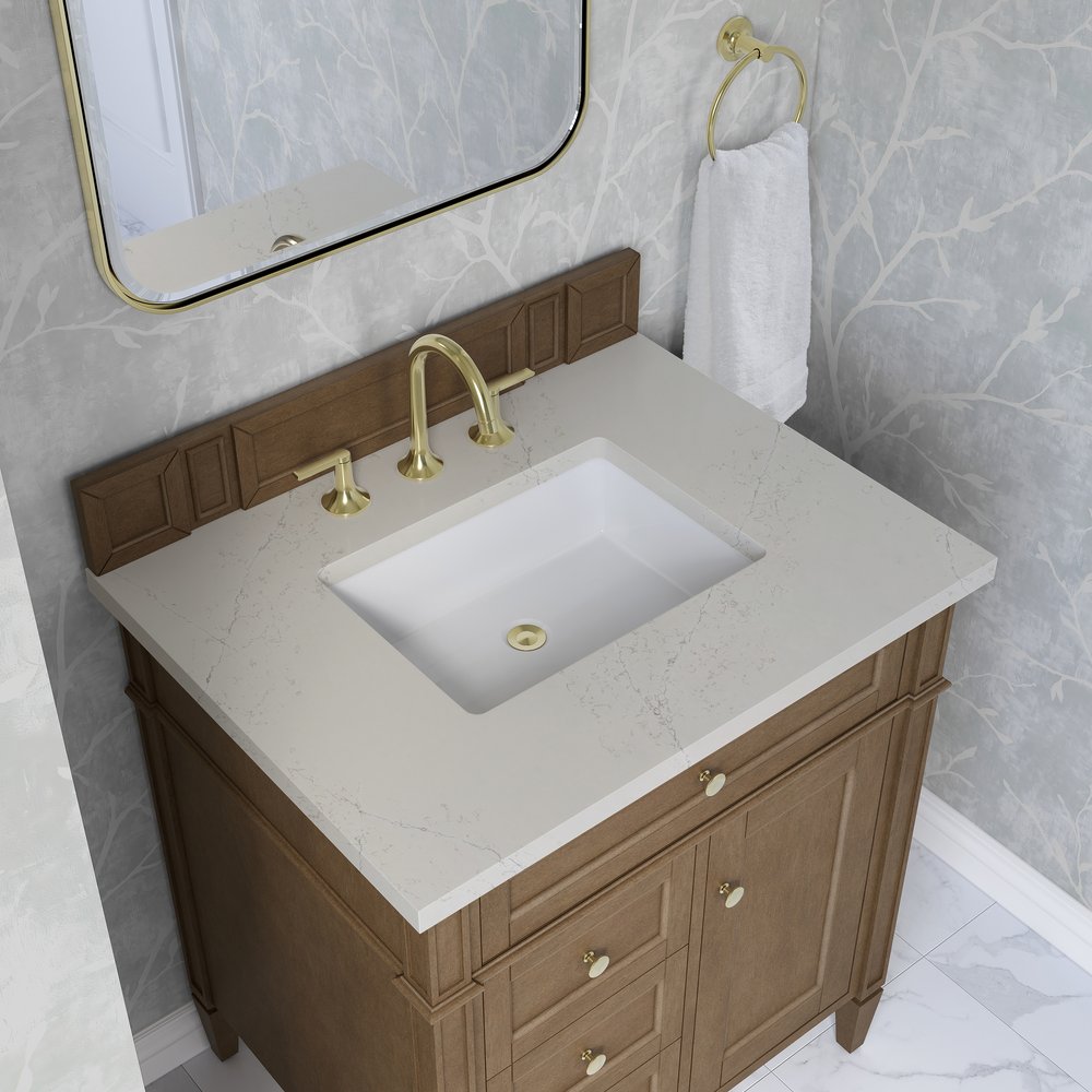 James Martin - Brittany 30" Single Vanity, Pecan w/ 3 CM Siberian Silestone Top - 655-V30-PCN-3SFR view 8