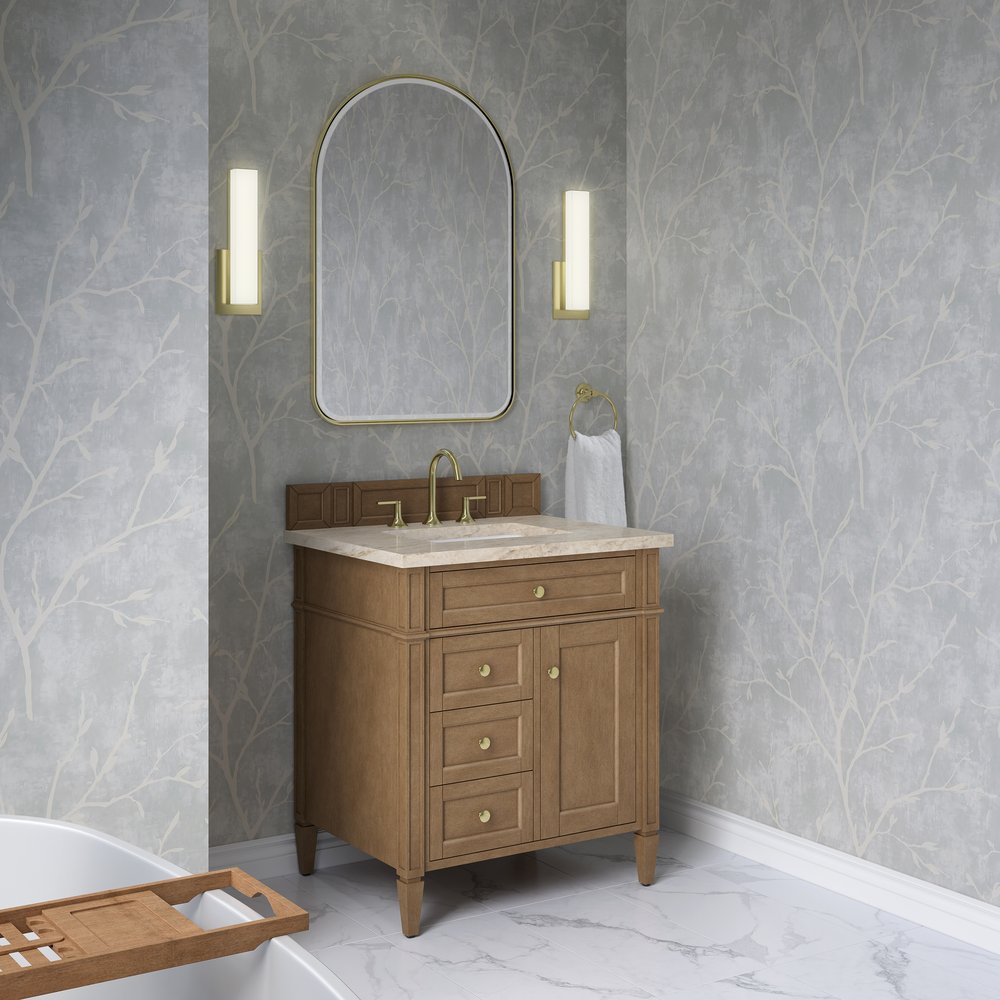 James Martin - Brittany 30" Single Vanity, Pecan w/ 3 CM Tajnar Eclos Top - 655-V30-PCN-3TJR view 4