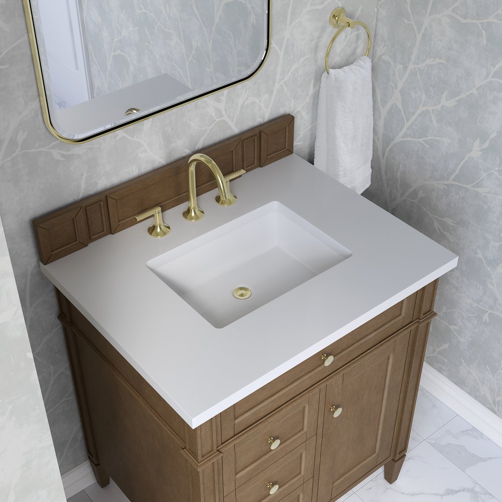 James Martin - Brittany 30" Single Vanity, Pecan w/ 3 CM White Zeus Silestone Top - 655-V30-PCN-3WZ view 9