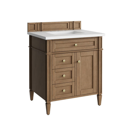 James Martin - Brittany 30" Single Vanity, Pecan w/ 3 CM White Zeus Silestone Top - 655-V30-PCN-3WZ view 12