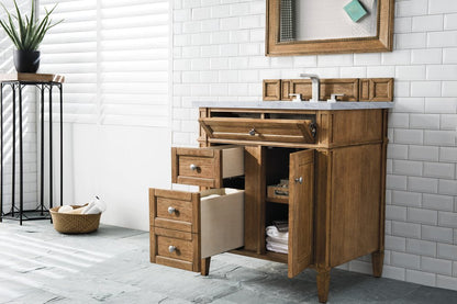 James Martin - Brittany 30" Single Vanity, Saddle Brown w/ 3 CM Carrara Marble Top - 650-V30-SBR-3CAR view 4