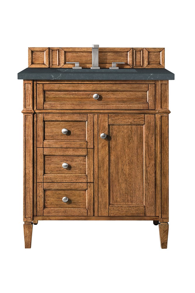 James Martin - Brittany 30" Single Vanity, Saddle Brown, w/ 3 CM Charcoal Soapstone Silestone Top - 650-V30-SBR-3CSP view 1