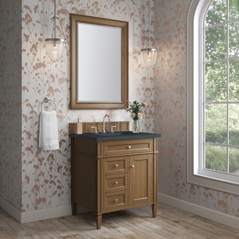 James Martin - Brittany 30" Single Vanity, Saddle Brown, w/ 3 CM Charcoal Soapstone Silestone Top - 650-V30-SBR-3CSP view 3
