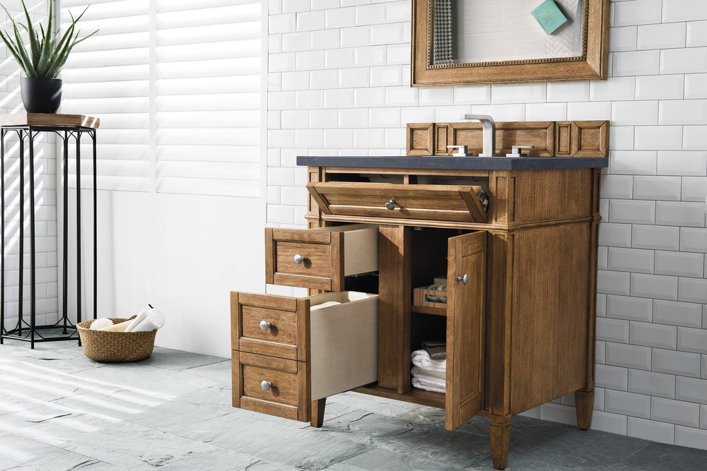 James Martin - Brittany 30" Single Vanity, Saddle Brown, w/ 3 CM Charcoal Soapstone Silestone Top - 650-V30-SBR-3CSP view 4