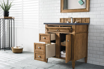 James Martin - Brittany 30" Single Vanity, Saddle Brown, w/ 3 CM Charcoal Soapstone Silestone Top - 650-V30-SBR-3CSP view 4