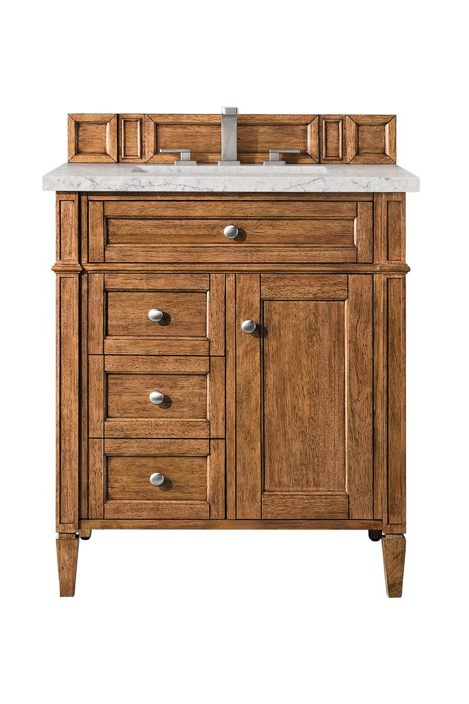 James Martin - Brittany 30" Single Vanity, Saddle Brown, w/ 3 CM Eternal Jasmine Pearl Silestone Top - 650-V30-SBR-3EJP view 1