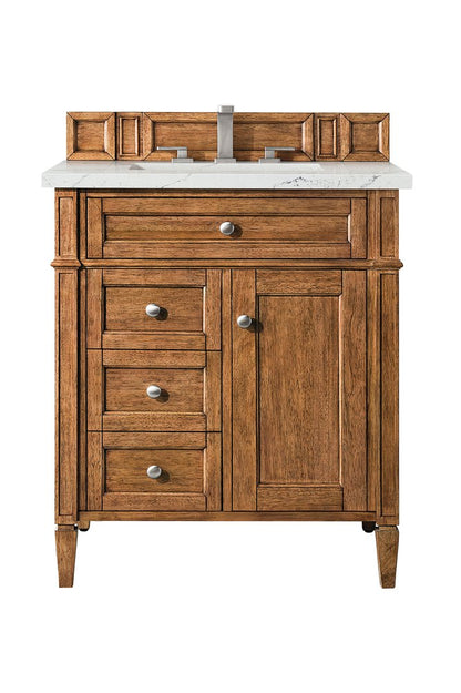 James Martin - Brittany 30" Single Vanity, Saddle Brown, w/ 3 CM Ethereal Noctis Silestone Top - 650-V30-SBR-3ENC view 1