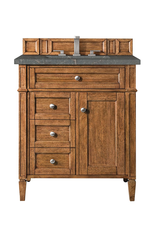 James Martin - Brittany 30" Single Vanity, Saddle Brown, w/ 3 CM Parisien Bleu Silestone Top - 650-V30-SBR-3PBL view 1