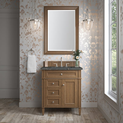 James Martin - Brittany 30" Single Vanity, Saddle Brown, w/ 3 CM Parisien Bleu Silestone Top - 650-V30-SBR-3PBL view 2