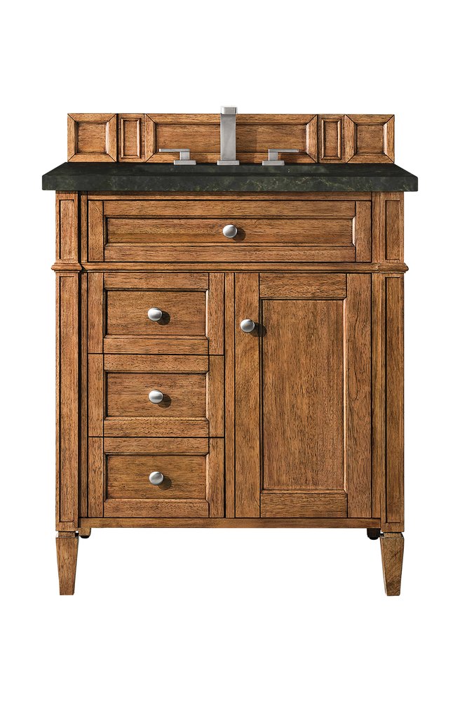 James Martin - Brittany 30" Single Vanity, Saddle Brown, w/ 3 CM Phantome Eclos Top - 650-V30-SBR-3PHT view 1