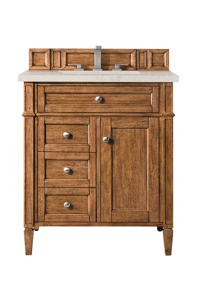 James Martin - Brittany 30" Single Vanity, Saddle Brown, w/ 3 CM Siberian Silestone Top - 650-V30-SBR-3SFR view 1