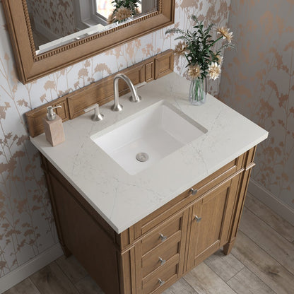 James Martin - Brittany 30" Single Vanity, Saddle Brown, w/ 3 CM Siberian Silestone Top - 650-V30-SBR-3SFR view 5