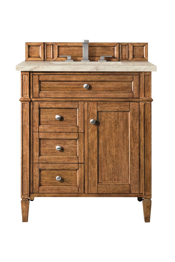 James Martin - Brittany 30" Single Vanity, Saddle Brown, w/ 3 CM Tajnar Eclos Top - 650-V30-SBR-3TJR view 1