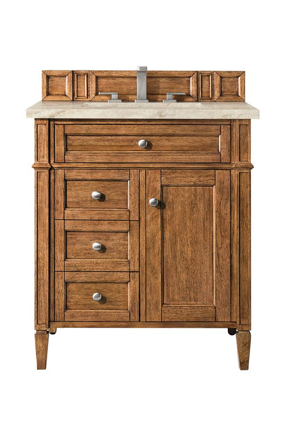 James Martin - Brittany 30" Single Vanity, Saddle Brown, w/ 3 CM Tajnar Eclos Top - 650-V30-SBR-3TJR view 1