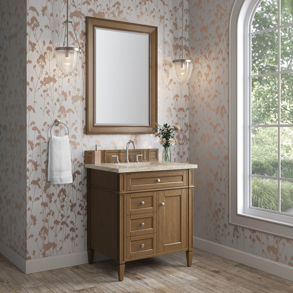 James Martin - Brittany 30" Single Vanity, Saddle Brown, w/ 3 CM Tajnar Eclos Top - 650-V30-SBR-3TJR view 3