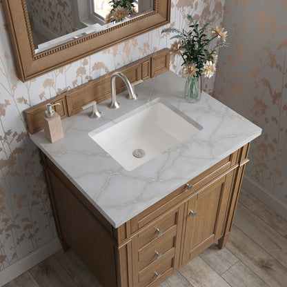 James Martin - Brittany 30" Single Vanity, Saddle Brown, w/ 3 CM Victorian Silver Silestone Top - 650-V30-SBR-3VSL view 6