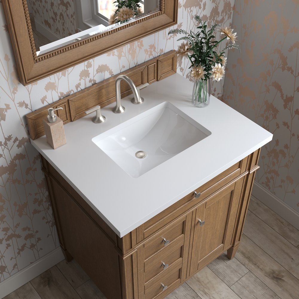James Martin - Brittany 30" Single Vanity, Saddle Brown, w/ 3 CM White Zeus Silestone Top - 650-V30-SBR-3WZ view 6