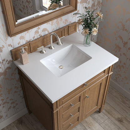 James Martin - Brittany 30" Single Vanity, Saddle Brown, w/ 3 CM White Zeus Silestone Top - 650-V30-SBR-3WZ view 6