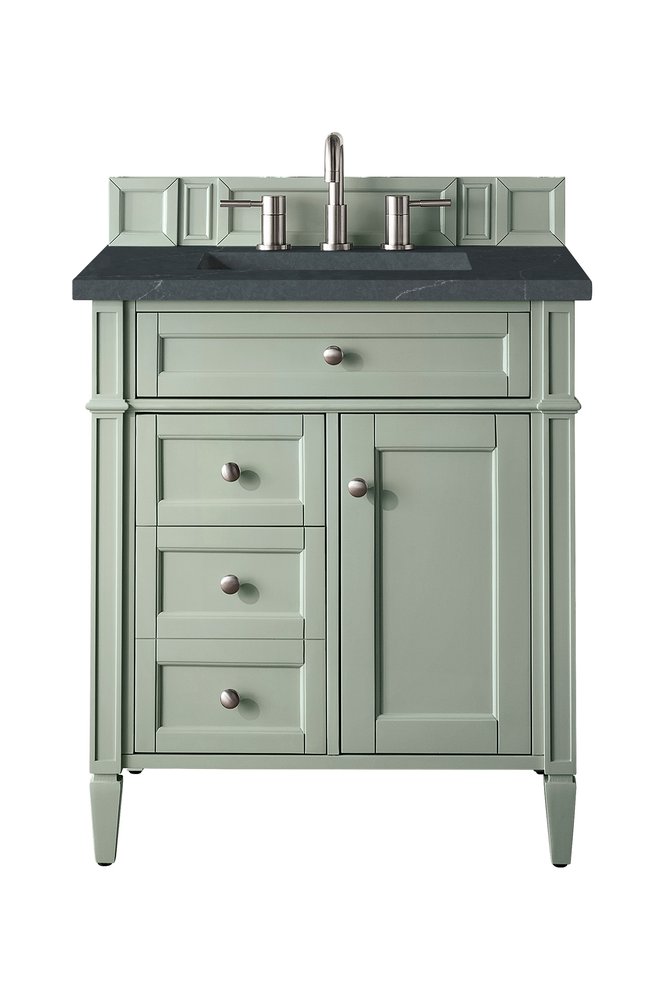 James Martin - Brittany 30" Single Vanity, Sage Green, w/ 3 CM Charcoal Soapstone Silestone Top - 650-V30-SGR-3CSP view 1