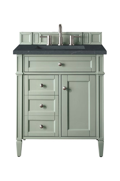 James Martin - Brittany 30" Single Vanity, Sage Green, w/ 3 CM Charcoal Soapstone Silestone Top - 650-V30-SGR-3CSP view 1
