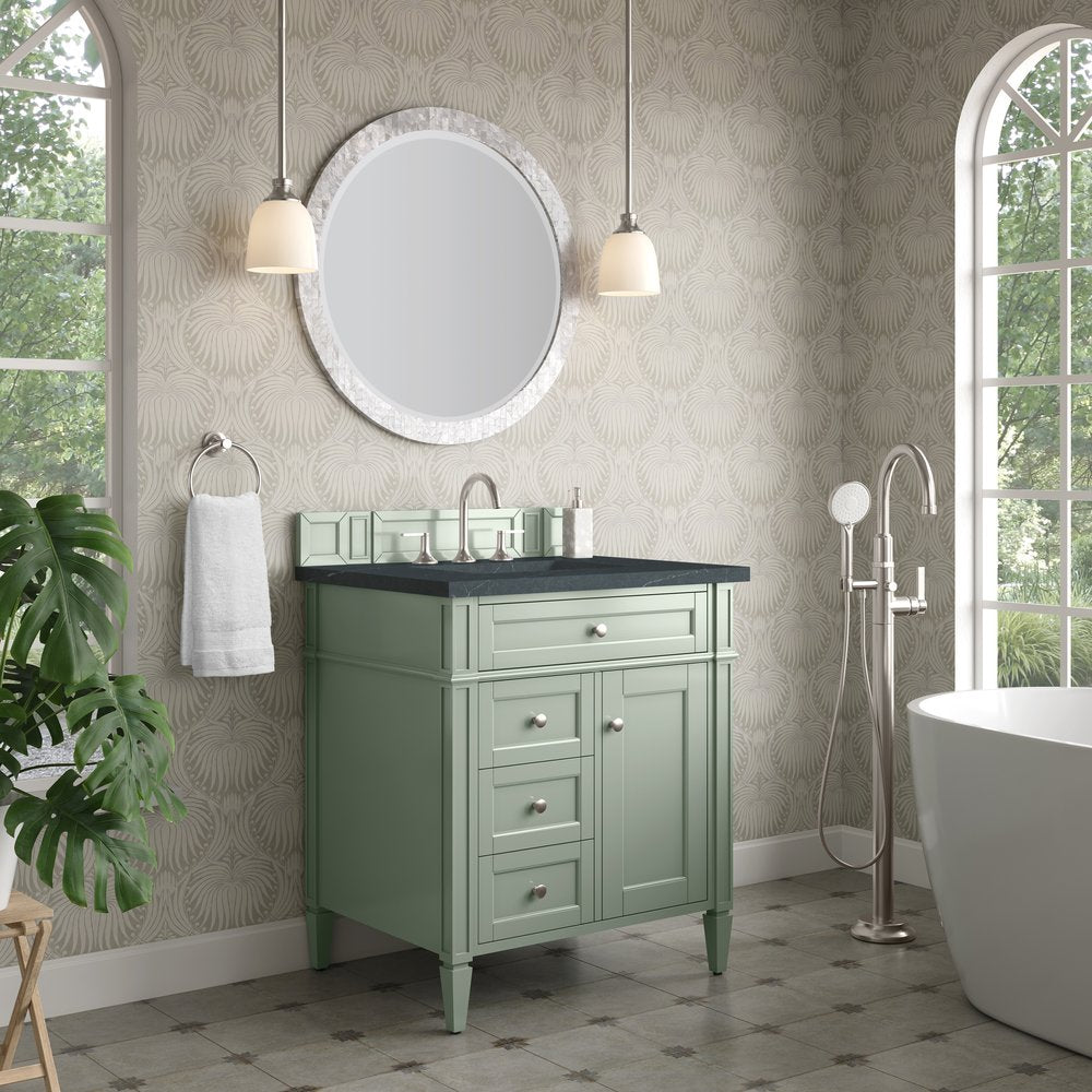 James Martin - Brittany 30" Single Vanity, Sage Green, w/ 3 CM Charcoal Soapstone Silestone Top - 650-V30-SGR-3CSP view 3