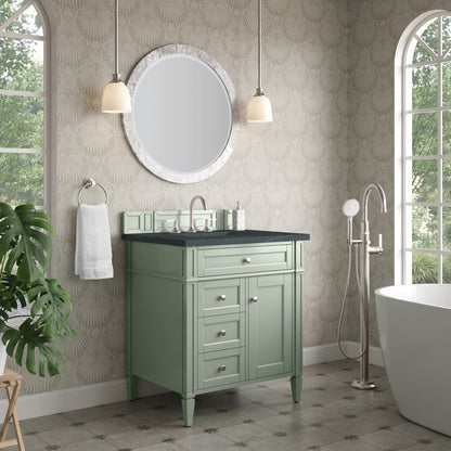 James Martin - Brittany 30" Single Vanity, Sage Green, w/ 3 CM Charcoal Soapstone Silestone Top - 650-V30-SGR-3CSP view 3