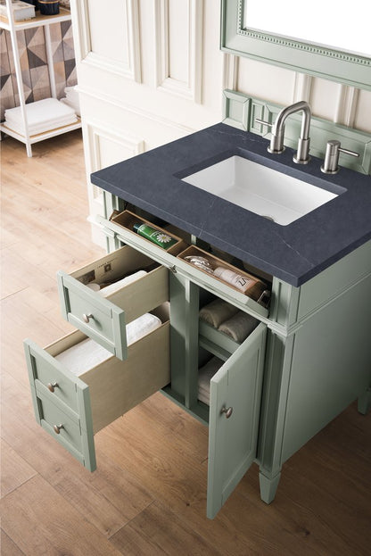 James Martin - Brittany 30" Single Vanity, Sage Green, w/ 3 CM Charcoal Soapstone Silestone Top - 650-V30-SGR-3CSP view 4