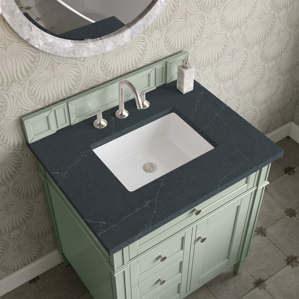 James Martin - Brittany 30" Single Vanity, Sage Green, w/ 3 CM Charcoal Soapstone Silestone Top - 650-V30-SGR-3CSP view 6
