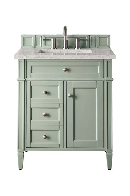 James Martin - Brittany 30" Single Vanity, Sage Green, w/ 3 CM Eternal Jasmine Pearl Silestone Top - 650-V30-SGR-3EJP view 1
