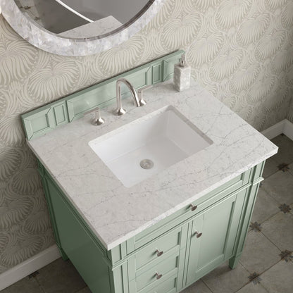 James Martin - Brittany 30" Single Vanity, Sage Green, w/ 3 CM Eternal Jasmine Pearl Silestone Top - 650-V30-SGR-3EJP view 5