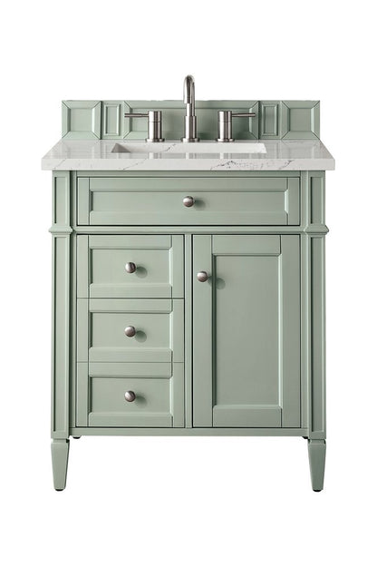 James Martin - Brittany 30" Single Vanity, Sage Green, w/ 3 CM Ethereal Noctis Silestone Top - 650-V30-SGR-3ENC view 1