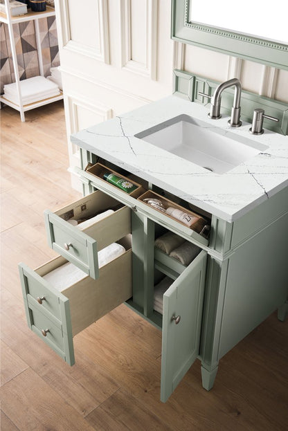 James Martin - Brittany 30" Single Vanity, Sage Green, w/ 3 CM Ethereal Noctis Silestone Top - 650-V30-SGR-3ENC view 4