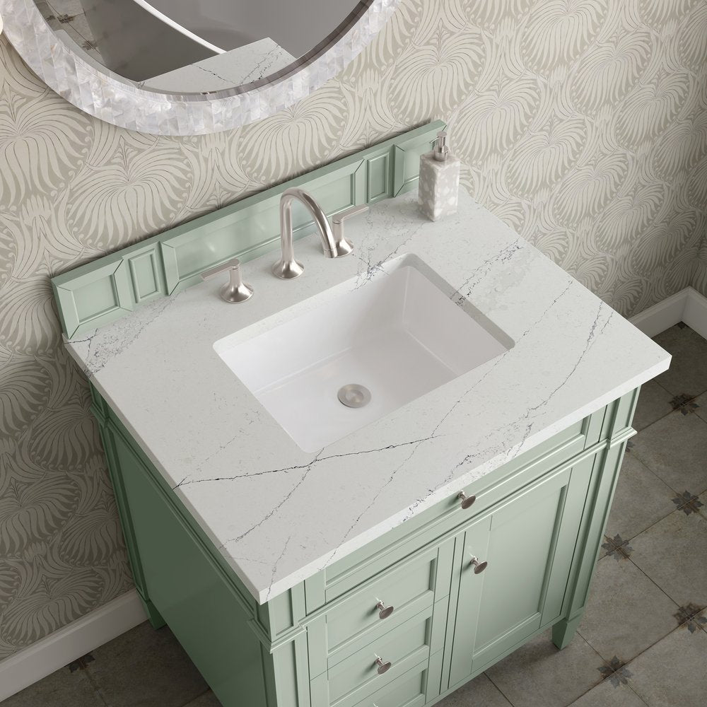 James Martin - Brittany 30" Single Vanity, Sage Green, w/ 3 CM Ethereal Noctis Silestone Top - 650-V30-SGR-3ENC view 6