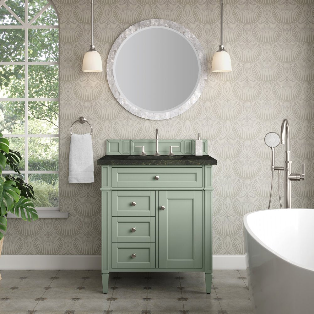 James Martin - Brittany 30" Single Vanity, Sage Green, w/ 3 CM Phantome Eclos Top - 650-V30-SGR-3PHT view 2