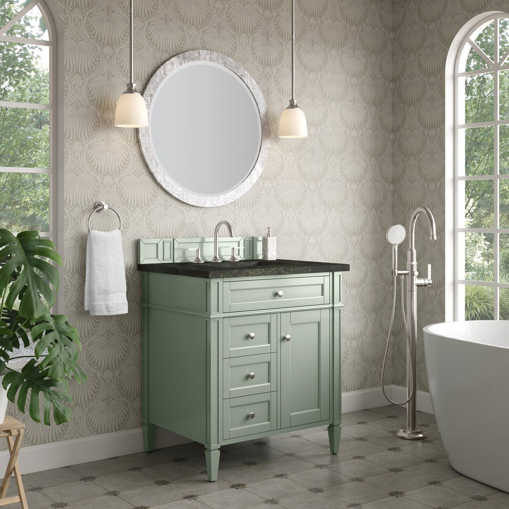 James Martin - Brittany 30" Single Vanity, Sage Green, w/ 3 CM Phantome Eclos Top - 650-V30-SGR-3PHT view 3